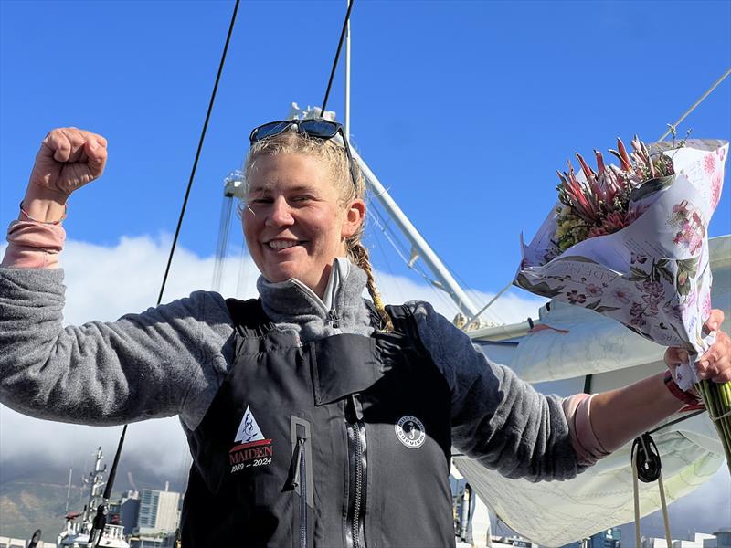 The youngest skipper in the OGR fleet Heather Thomas after arriving in Cape Town at the end of Leg 1, 3rd in line honours and IRC - photo © OGR2023 / Aida Valceanu