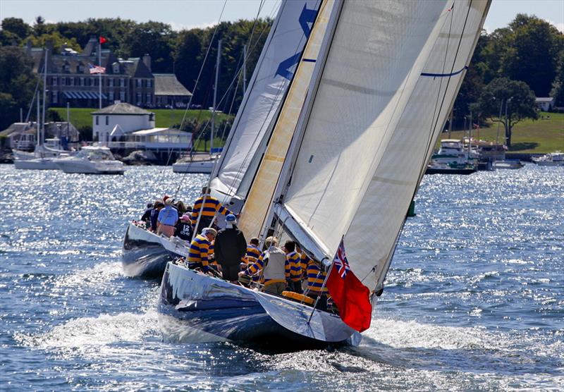 Victory '83 races through Newport Harbor during the 2009 12 Metre World Championship photo copyright Dan Nerney taken at New York Yacht Club and featuring the 12m class