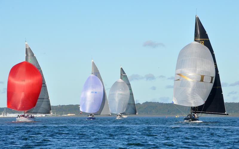 The Modern fleet downwind during the 12 Metre North American Championship photo copyright SallyAnne Santos / Windlass Creative taken at Ida Lewis Yacht Club and featuring the 12m class