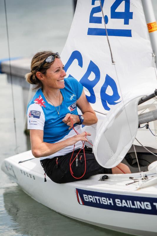 Helena Lucas MBE rigging the 2.4mR prior to a training session at the Royal Southern YC photo copyright Paul Wyeth / British Sailing Team taken at Royal Southern Yacht Club and featuring the 2.4m class