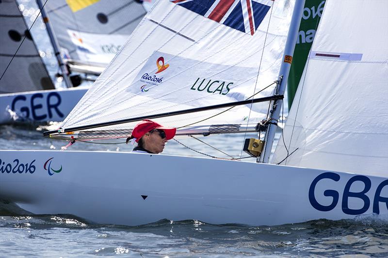 Helena Lucas on day 1 of the Rio 2016 Paralympic Sailing Competition photo copyright Richard Langdon / Ocean Images taken at  and featuring the 2.4m class