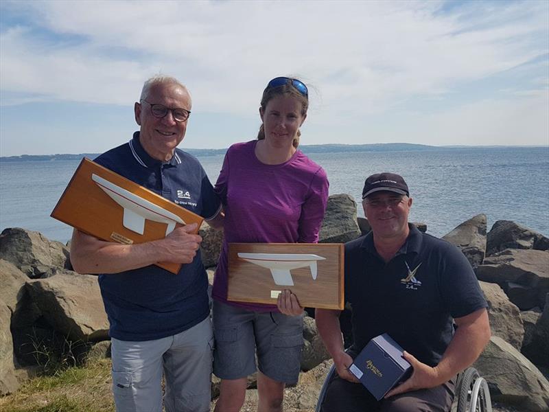 Top three in the Irish 2.4mR Nationals at Carrickfergus photo copyright Nigel Thompson taken at Carrickfergus Sailing Club and featuring the 2.4m class