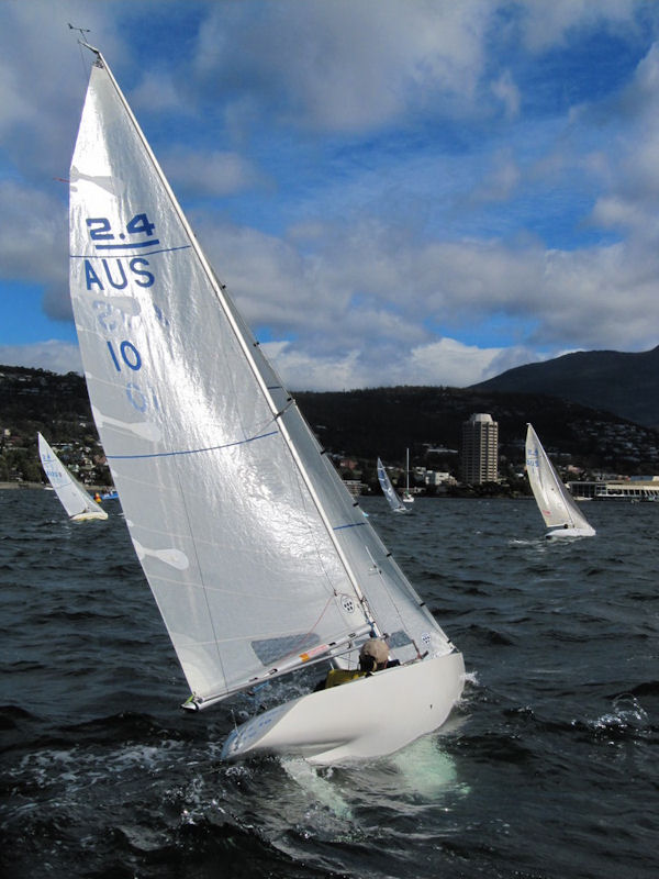 Canberra entrant Lillababs (Charles Brown) on day two of the Australian 2.4mR nationals photo copyright Derwent Sailing Squadron taken at Derwent Sailing Squadron and featuring the 2.4m class