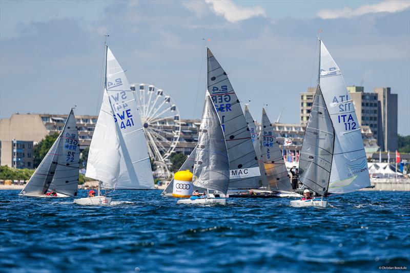 International position battles of the 2.4 metre on course Golf with the later overall winner Heiko Kröger in the middle at Kieler Woche photo copyright Christian Beeck / Kieler Woche  taken at Kieler Yacht Club and featuring the 2.4m class