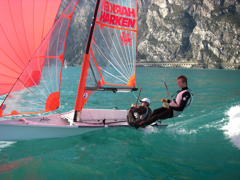Bleddyn Mon and Tom Humphries win the 29er Eurocup on Lake Garda photo copyright Steve Irish taken at  and featuring the 29er class
