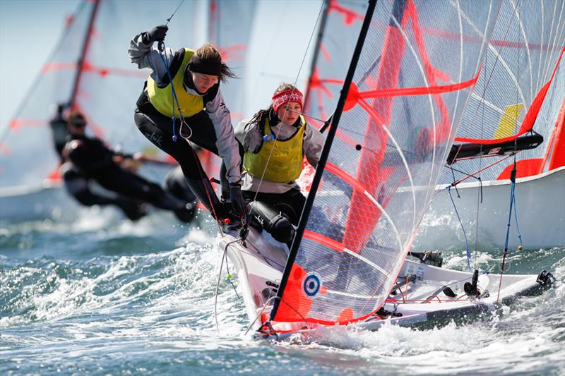 Ruth Allan and Alice Masterman on day 2 of the RYA Youth National Championships photo copyright Paul Wyeth / RYA taken at Weymouth & Portland Sailing Academy and featuring the 29er class