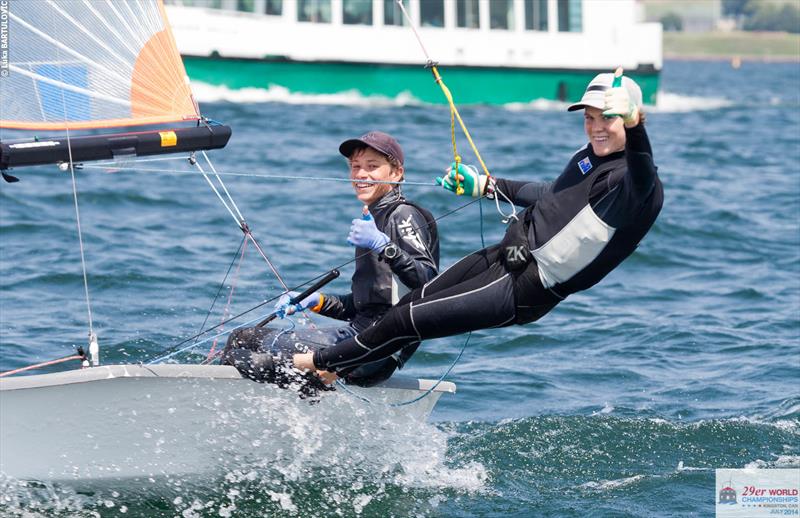 Kurt Hansen & Harry Morton (AUS) on day 3 of the 29er Worlds at Lake Ontario photo copyright Luka Bartulovic taken at  and featuring the 29er class