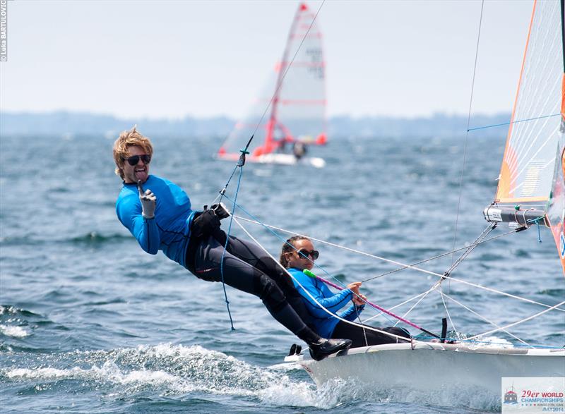 Rachel Spinelli & Ian Woodbury (CAN) on day 3 of the 29er Worlds at Lake Ontario photo copyright Luka Bartulovic taken at  and featuring the 29er class