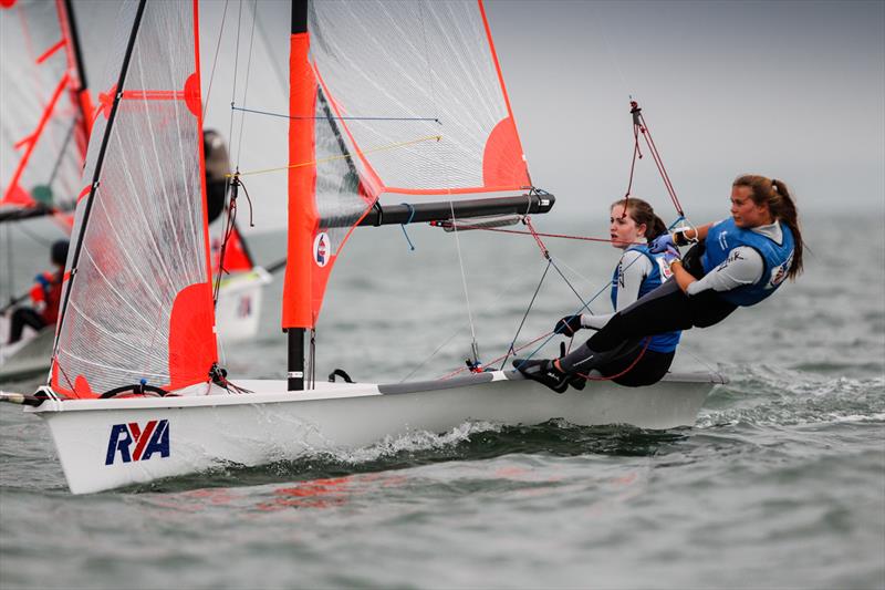 Courtney Bilbrough and Harriet Ward during the RYA ISAF Youth Worlds Selection Event at Hayling Island photo copyright Paul Wyeth / RYA taken at Hayling Island Sailing Club and featuring the 29er class