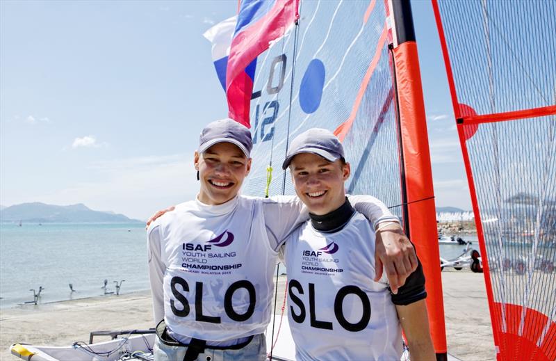 Peter Lin Janezic and Anze Podlogar (SLO) at the Youth Worlds in Langkawi photo copyright Christophe Launay taken at  and featuring the 29er class