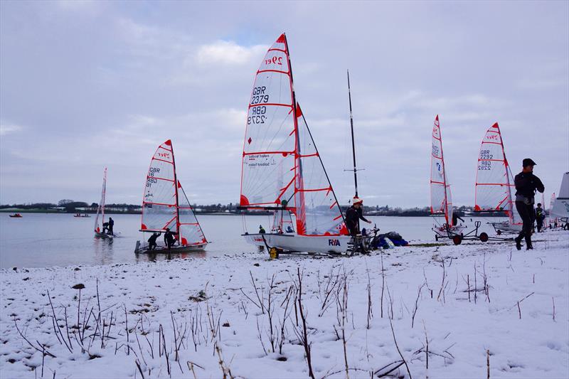 Launching at the 29er Noble Marine Winter Championships 2016 photo copyright Paul Hammett taken at Draycote Water Sailing Club and featuring the 29er class