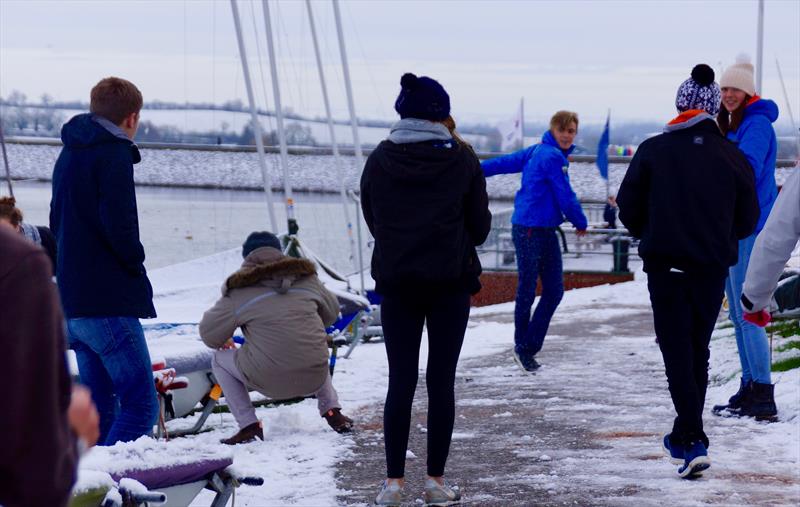 Snowball fight at the 29er Noble Marine Winter Championships 2016 photo copyright Paul Hammett taken at Draycote Water Sailing Club and featuring the 29er class