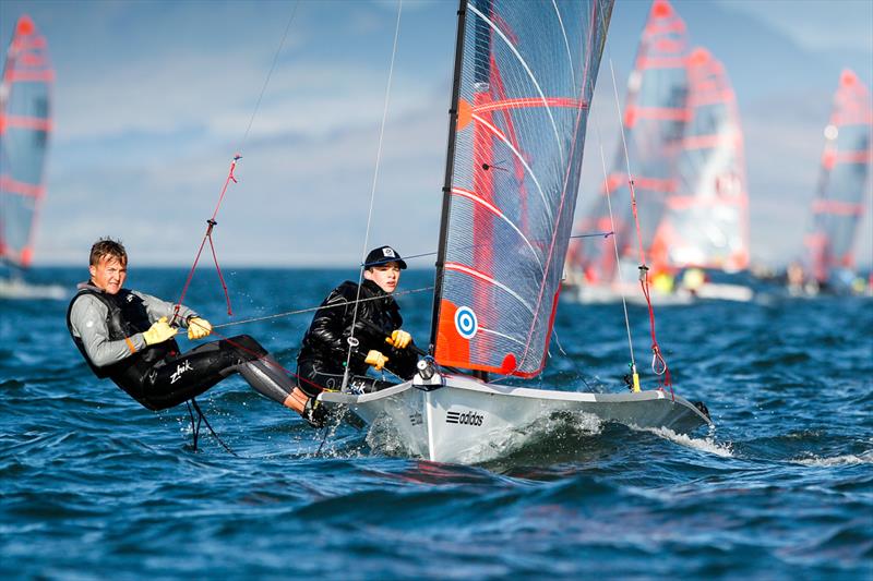 Crispin Beaumont and Tom Darling on day 4 of the RYA Youth National Championships photo copyright Paul Wyeth / RYA taken at Plas Heli Welsh National Sailing Academy and featuring the 29er class