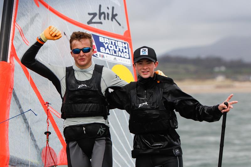 Crispin Beaumont and Tom Darling on day 5 of the RYA Youth National Championships photo copyright Paul Wyeth / RYA taken at Plas Heli Welsh National Sailing Academy and featuring the 29er class