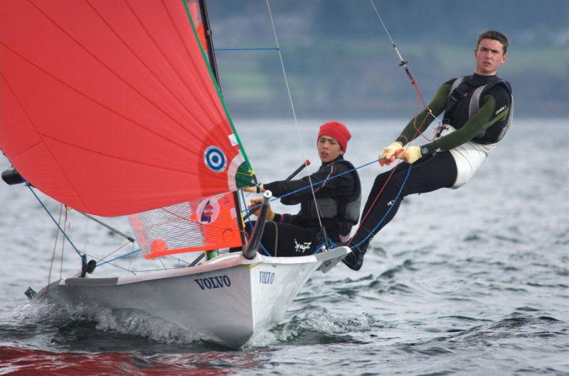 Bleddyn Mon and Nick Redding win the 29er class at the RYA Volvo Youth Nationals