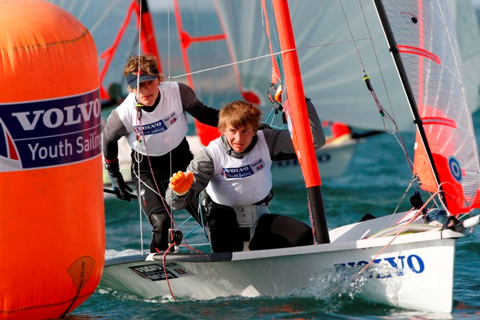 Henry Lloyd Williams and Sam Batten on day three of the RYA Volvo Youth Nationals photo copyright Paul Wyeth / RYA taken at Weymouth & Portland Sailing Academy and featuring the 29er class