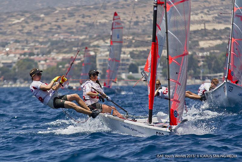 29er racing on day three of the Sail First ISAF Youth Worlds photo copyright Icarus / ISAF Youth Worlds taken at  and featuring the 29er class