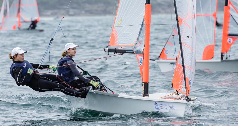 Davies and Woodward scored two bullets to lead the 29er fleet - Sail Sydney 2017 photo copyright Robin Evans taken at Woollahra Sailing Club and featuring the 29er class