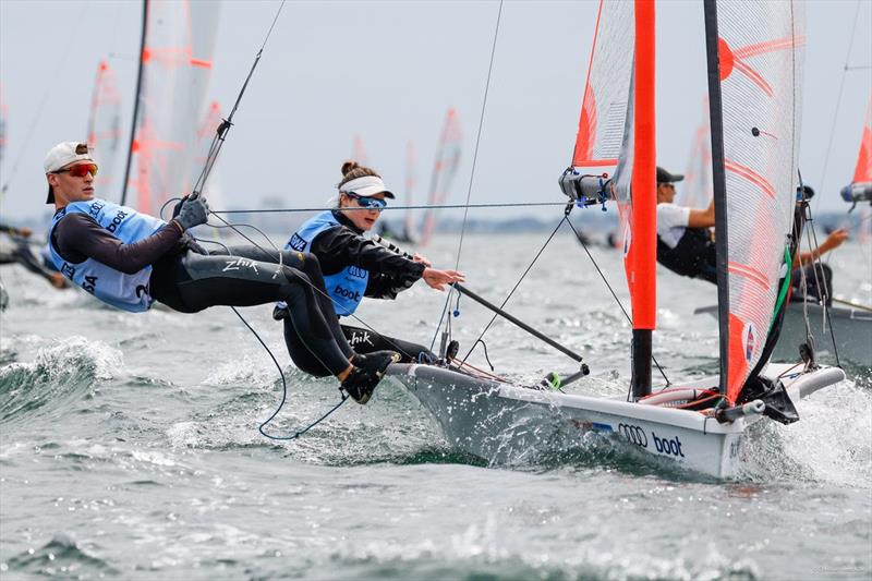 Irish sister-brother crew Clementine and Nathan van Steenberge is the top team after seven races in the 29er Eurocup series regatta at Kiel Week photo copyright Kiel Week / ChristianBeeck.de taken at Kieler Yacht Club and featuring the 29er class