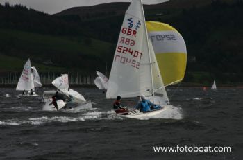 High wind blasting during the 420 Selector at Largs