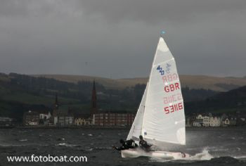 High wind blasting during the 420 Selector at Largs
