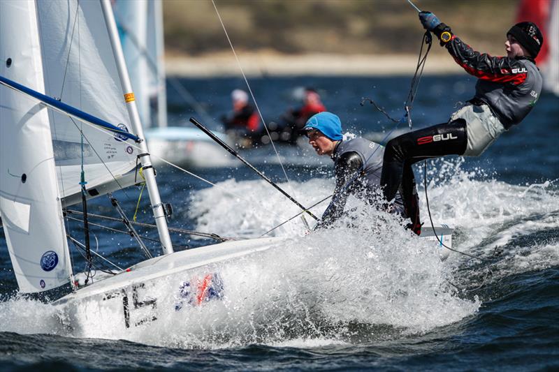 Ewan McMahon and Colin O'Sullivan on day 2 of the RYA Youth National Championships photo copyright Paul Wyeth / RYA taken at Weymouth & Portland Sailing Academy and featuring the 420 class