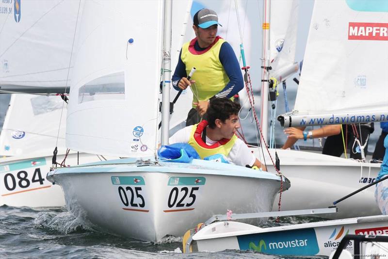Adrian Dominguez/Calixto Abalo (ESP) on day 3 of the 420 World Championships at Travemuende photo copyright Christian Beeck taken at Lübecker Yacht Club and featuring the 420 class