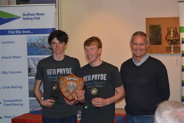 Max Clapp and Ross Banham win the 420 End of Seasons at Grafham photo copyright Bernie Lawlor taken at Grafham Water Sailing Club and featuring the 420 class