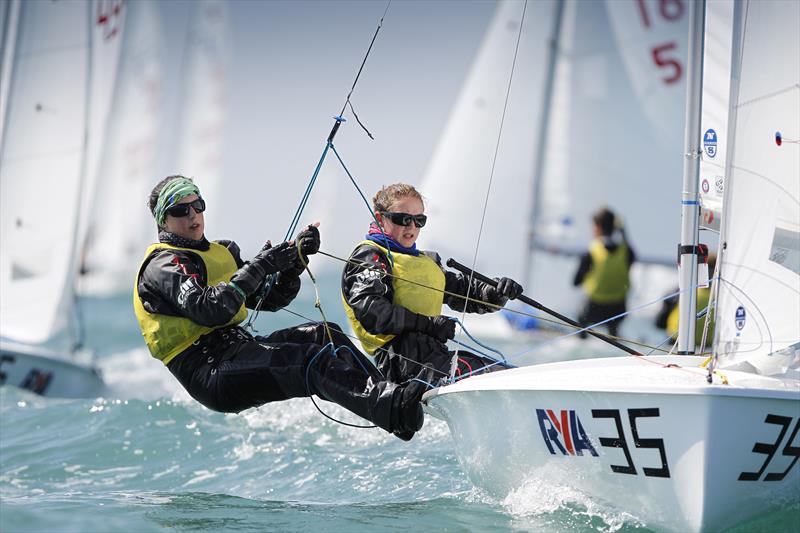 Sarah Norbury and Marie Davies at the 2014 RYA Youth National Championships photo copyright Paul Wyeth / RYA taken at Weymouth & Portland Sailing Academy and featuring the 420 class