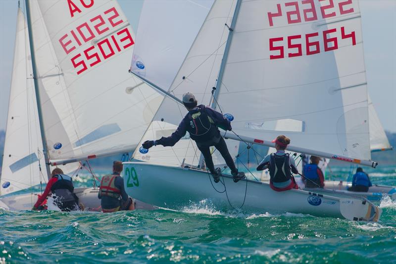 Under 17s fleet on day 2 of the 420 Junior Europeans in Bulgaria photo copyright Viktor Nalbantov taken at Yacht Club Port Bourgas and featuring the 420 class