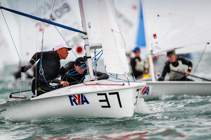 Max Clapp and Ross Banham on day 1 of the RYA ISAF Youth Worlds Selection Event at Hayling Island - photo © Paul Wyeth / RYA