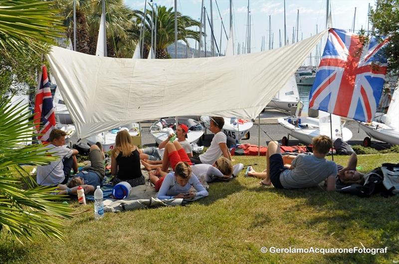 Waiting for the wind on day 2 of the 420 Worlds in Sanremo photo copyright Gerolamo Acquarone taken at Yacht Club Sanremo and featuring the 420 class