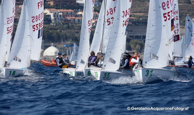 Racing on day 2 of the 420 Worlds in Sanremo photo copyright Gerolamo Acquarone taken at Yacht Club Sanremo and featuring the 420 class