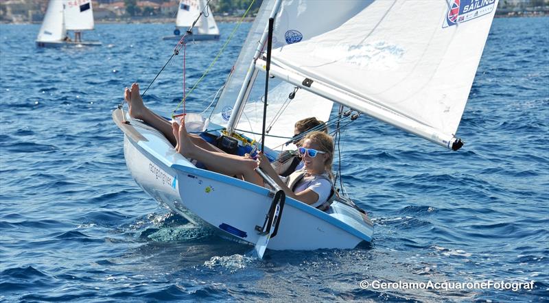Waiting for the wind on day 3 of the 420 Worlds in Sanremo photo copyright Gerolamo Acquarone taken at Yacht Club Sanremo and featuring the 420 class