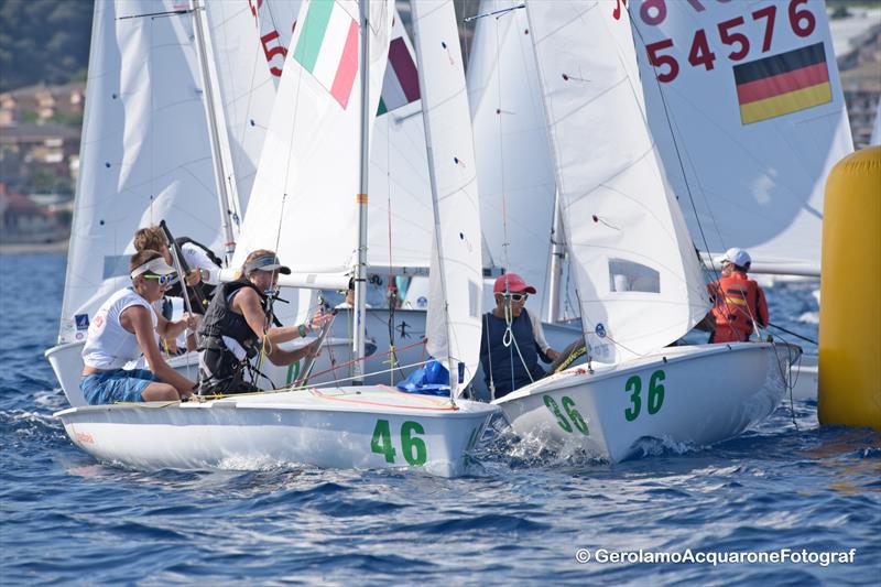 Telis Athanasopoulos/Yogo Dimitris Tassios (GRE) take the inside track on day 3 of th 420 Worlds in Sanremo photo copyright Gerolamo Acquarone taken at Yacht Club Sanremo and featuring the 420 class
