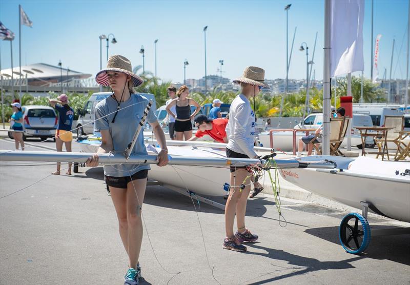 Registration and measurement as the 420 Open European Championships in Athens begins photo copyright Nikos Alevromytis taken at Nautical Club of Tzitzifies Kallithea and featuring the 420 class