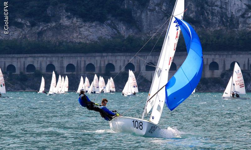 Dylan ASCENCIOS & Nick CHISARI (USA) on day 1 of the 420 & 470 Junior Europeans photo copyright Elena Giolai taken at Fraglia Vela Riva and featuring the 420 class