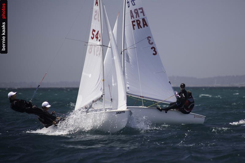 Some of the approaches to the top mark were very, very close on day 2 of the 420 Australian Nationals at Fremantle photo copyright Bernie Kaaks taken at Fremantle Sailing Club and featuring the 420 class