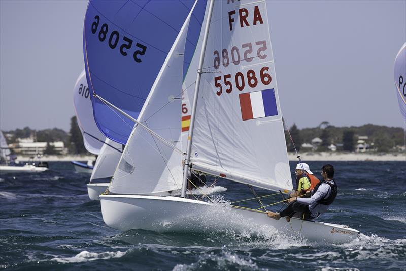Tristan Peron-Philippe and Lamicol Yvon had a win in the first race and were clearly the best of the visitors after the Spaniards at the 420 Australian Nationals at Fremantle photo copyright Bernie Kaaks taken at Fremantle Sailing Club and featuring the 420 class