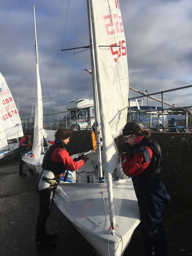 Freya and Tiegan with their new boat photo copyright Hamish Stuart taken at Tresaith Mariners Sailing Club and featuring the 420 class