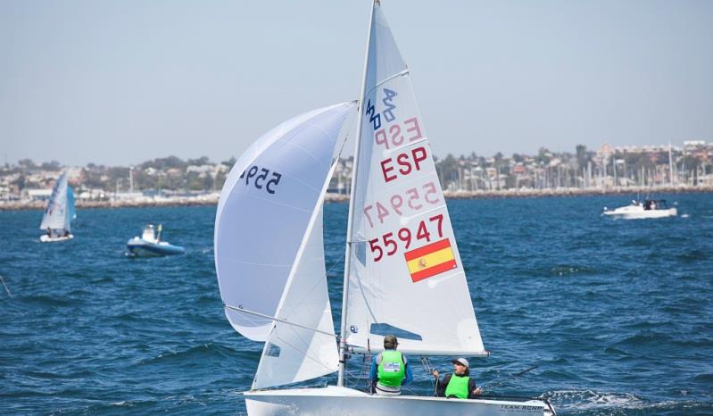 Spain's Balaguer and Massanet limped home in 12th place in today's final race (now their drop score) but still hold the overall lead – 420 World Championship photo copyright Bernie Kaaks taken at Fremantle Sailing Club and featuring the 420 class