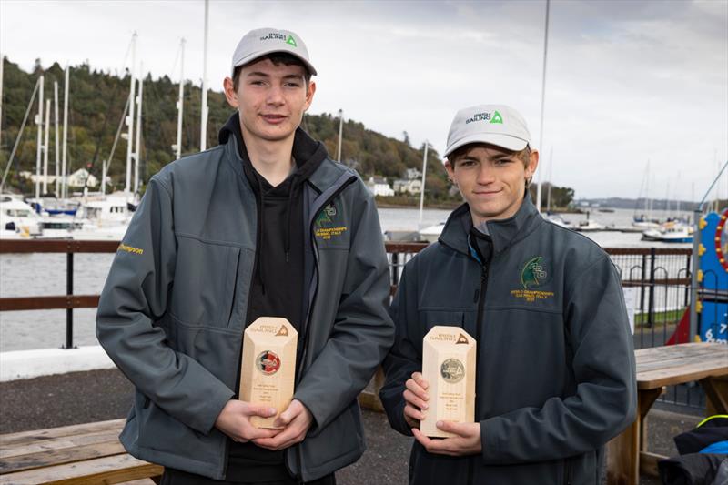 Jack McDowell with crew Henry Thompson of Malahide Yacht Club, winners of the 420 class at the Investwise Irish Sailing Youth Nationals on Cork Harbour photo copyright David Branigan / Oceansport taken at Royal Cork Yacht Club and featuring the 420 class