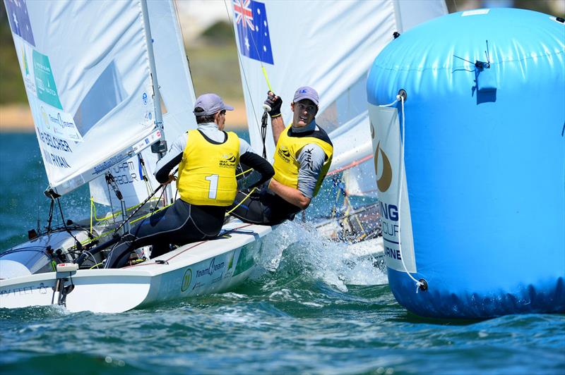 Mathew Belcher & Will Ryan (AUS) on day 6 of ISAF Sailing World Cup Melbourne photo copyright Sport the library taken at Sandringham Yacht Club and featuring the 470 class