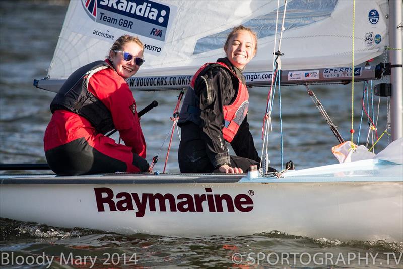 Smiling at the 41st Bloody Mary photo copyright Alex Irwin / www.sportography.tv taken at Queen Mary Sailing Club and featuring the 470 class