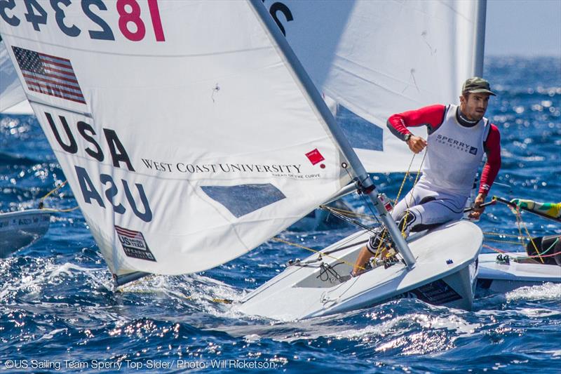 Charlie Buckingham on day three of ISAF Sailing World Cup Hyeres photo copyright Will Ricketson / US Sailing taken at COYCH Hyeres and featuring the 470 class