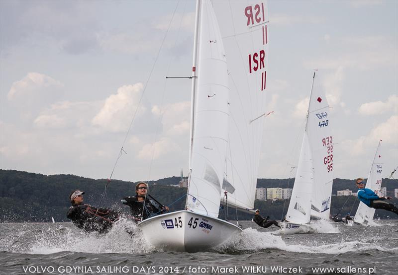 Noya Bar-Am & Rimon Shoshan (ISR-11) on day 1 of the 420 & 470 Junior European Chamionships photo copyright Marek Wilku / www.saillens.pl taken at  and featuring the 470 class