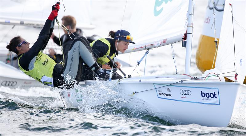 Lara Vadlau and Jolanta Ogar (AUT) are in the lead with 6 bullets on day 3 of Kieler Woche 2015 photo copyright Christian Beeck / www.segel-bilder.de taken at Kieler Yacht Club and featuring the 470 class