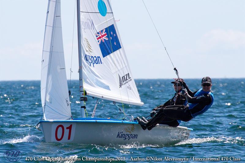 Jo Aleh/Polly Powrie (NZL) on day 2 of the 470 Europeans at Aarhus, Denmark photo copyright Nikos Alevromytis / International 470 Class taken at Sailing Aarhus and featuring the 470 class