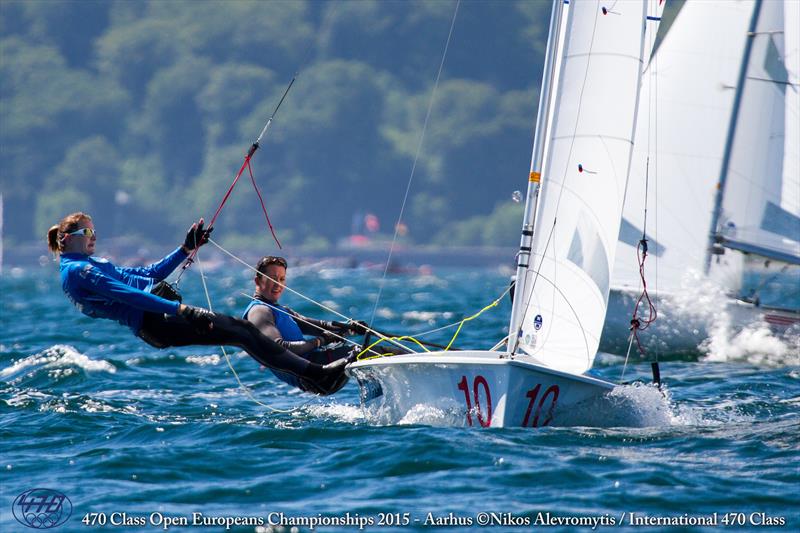 Sophie Weguelin/Eilidh McIntyre (GBR) on day 4 of the 470 Europeans at Aarhus, Denmark photo copyright Nikos Alevromytis / International 470 Class taken at Sailing Aarhus and featuring the 470 class