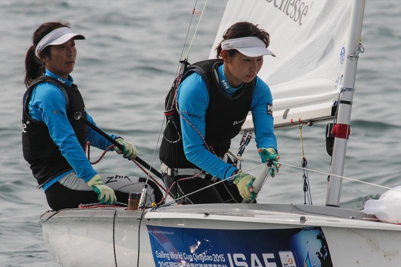 Ai Kondo Yoshida and Miho Yoshioka (JPN) win the Women's 470 class at ISAF Sailing World Cup Qingdao photo copyright Daniel Smith taken at  and featuring the 470 class